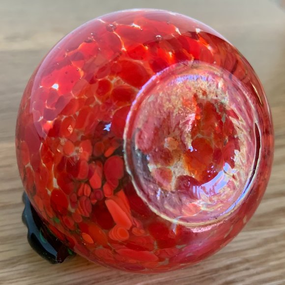 2 Hand Blown Glass Fruit Apple Orange Pumpkin Red Orange Murano -like Art - Picture 12 of 14
